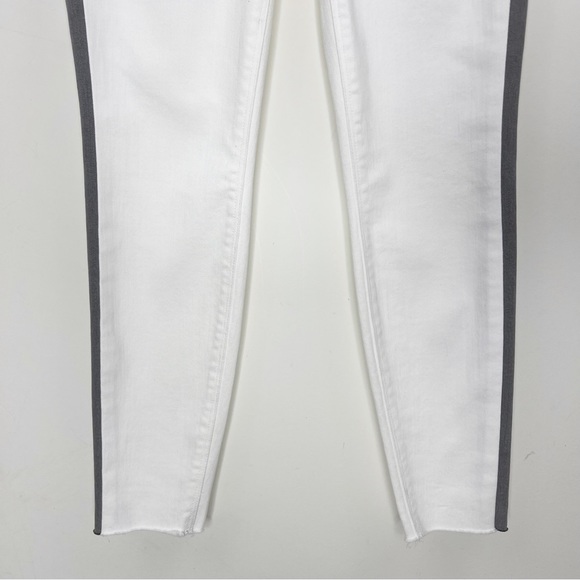 Spanx White Raw Hem Pull on Skinny Jeans with Side Stripe Size XS (0) NWT - Picture 9 of 14